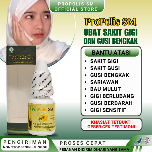 

Obat Sakit Gigi Berlubang Gusi Bengkak Sariawan dan Bau Mulut Herbal Propolis SM Paling Aman Untuk Anak dan Dewasa