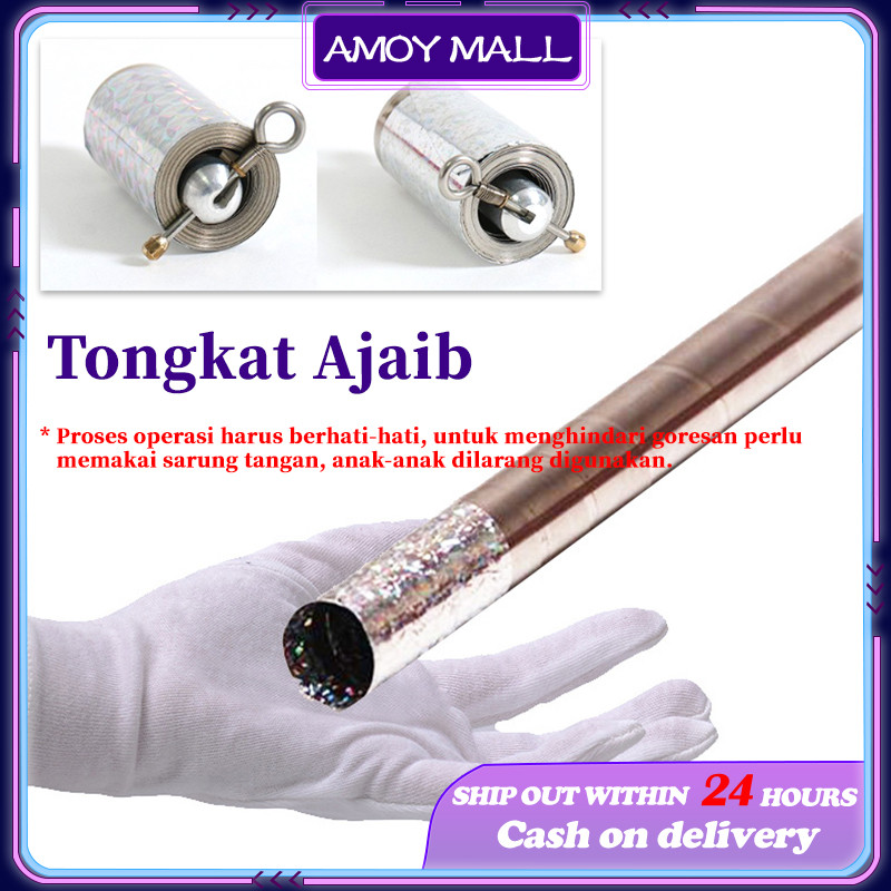 AMOY Tongkat Sihir Sulap Magic Stick Appearing Metal Cane Panjang 110Cm Pertunjukan Sulap Keren
