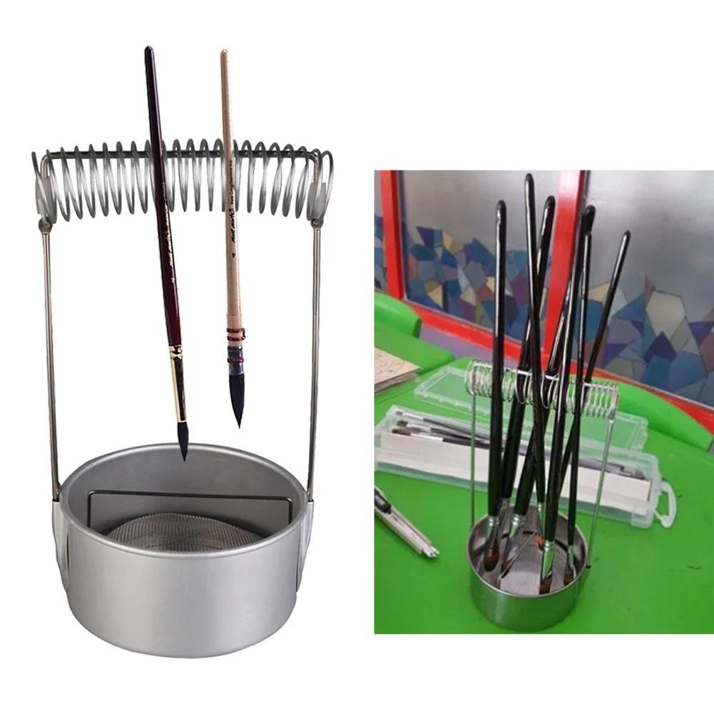 

Brush Washer with Screen and Holder Spring Oil Painting Pen Brush Washer Removable Filter Stainless Steel School Stationery