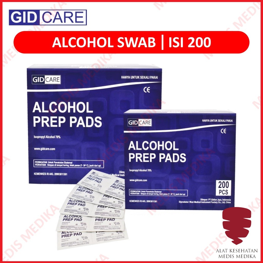 Alkohol Swab Isi 200 Kapas Pembersih Tisu Tissue Alcohol Prep Pads p3k