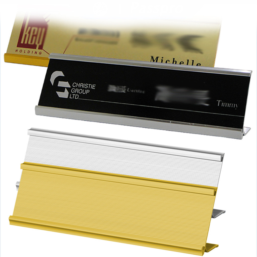 

Berbentuk L 6*18CM Name Plate Holder warna Gold/Silver Papan nama slot kartu aluminium Dapat diganti dengan slot kartu perlengkapan kantor
