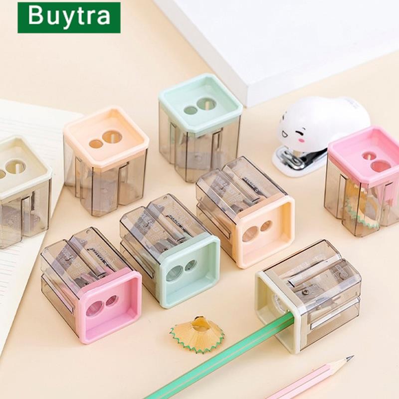 

Double Hole Pencil Sharpener Makeup Pen Sharpener For Girls Gifts Back To School Supplies Stationery Random Color 1/4pcs