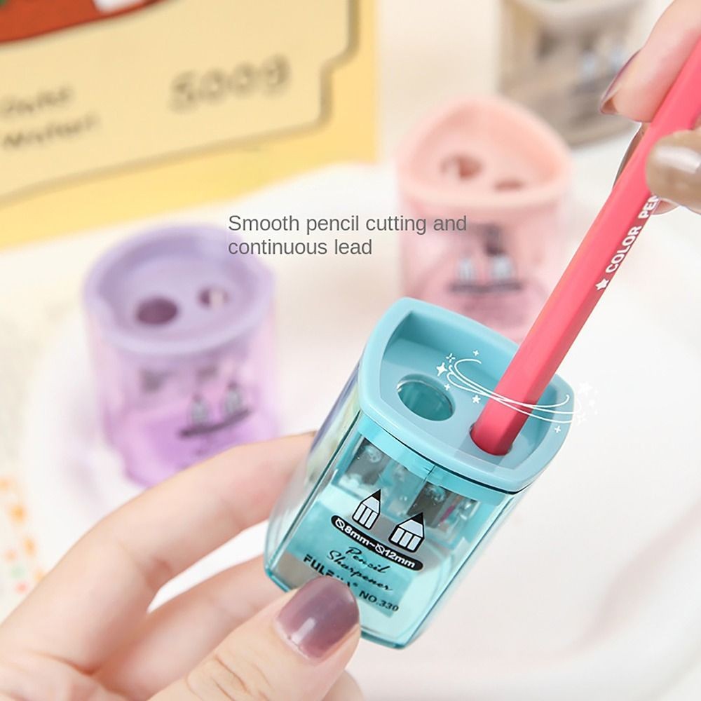

Double Hole Pencil Sharpener Random Color Triangles Hexagons Circles Squares Mechanical Tool School Office Supplies