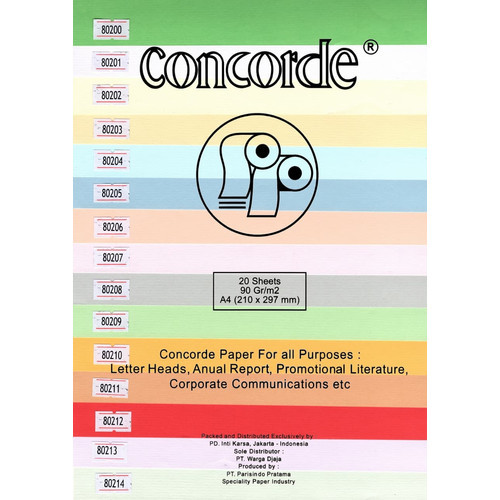 

CONCORDE PAPER LAID 90GR A4 (21x29.7) ISI 20 LEMBAR