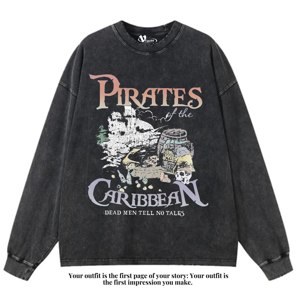 VEGA88 *pirates of caribbean* Kaos oversize longsleeve | t-shirt oversized | kaos washed | washing |