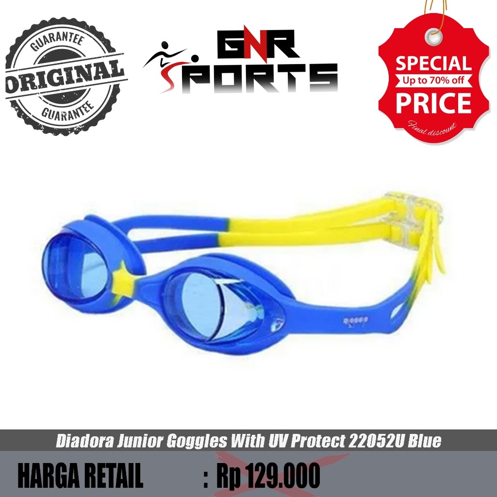 Kaca mata Renang Diadora Junior/Anak Goggles With UV Protect 22052U Blue (DIAJGL22052U)  Original 10