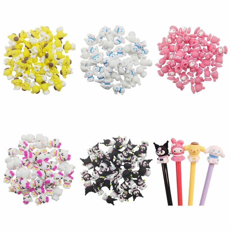 

Anime Sanrio Hello Kitty Cinnamonroll Kuromi Cute Student Cartoon Pencil Decora Pen Cap kawaii Gel Pen Pen Cap Pencil Extender