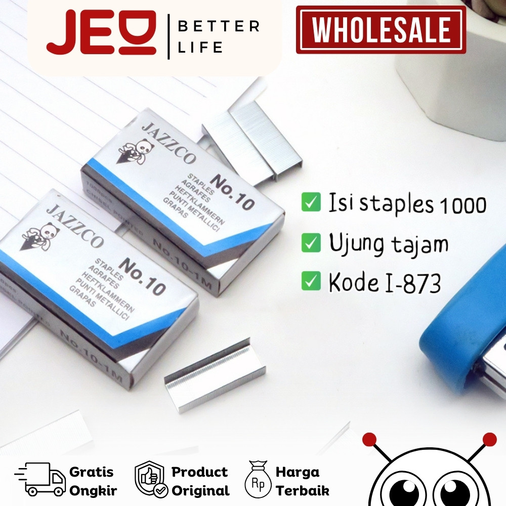 

Grosir 1 Dus isi 1000 Pack Staples Isi Stapler Refill Stapler JAZZCO No. 10 Biru