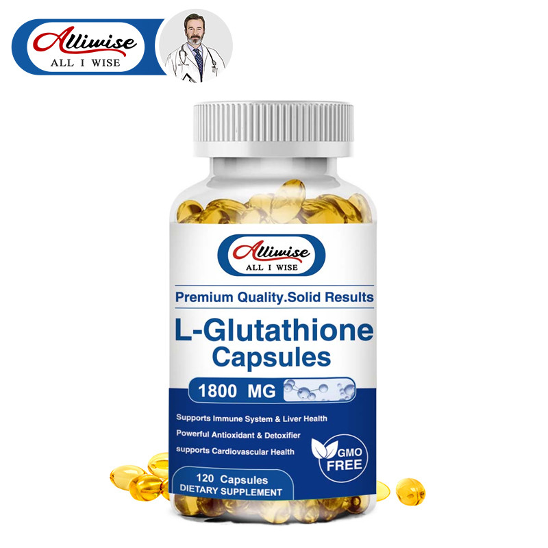 Alliwise L-Glutathione 1800mg untuk Memutihkan Kulit, Antioksidan, Menghilangkan Flek Hitam dan Beka