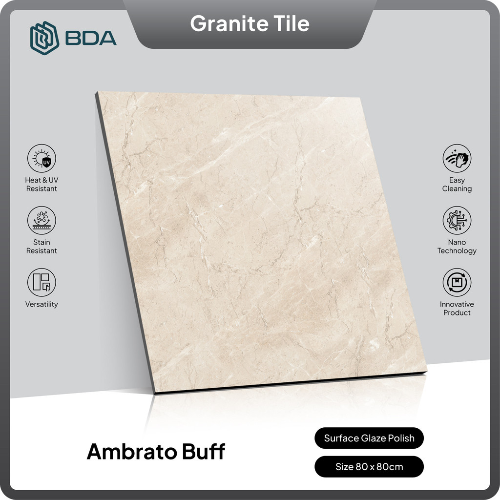 BDA Granite Tile Granit 80x80 Keramik 80x80 Keramik Lantai 80x80 Keramik Dinding Ambrato Buff