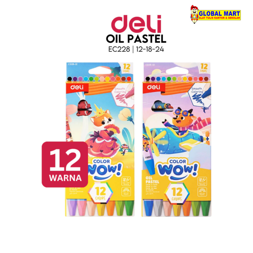 

Oil Pastel / Crayon Deli C228 12 18 24 Warna Oil Pastel Wow