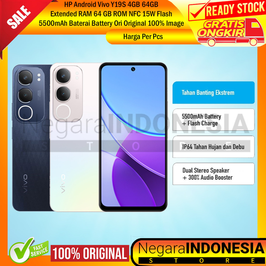 Vivo Y19S 50 MP AI Camera 5500 mAh Flashcharge Dual Speaker Audio Boost IP64 Dust Waterproof SGS Dro