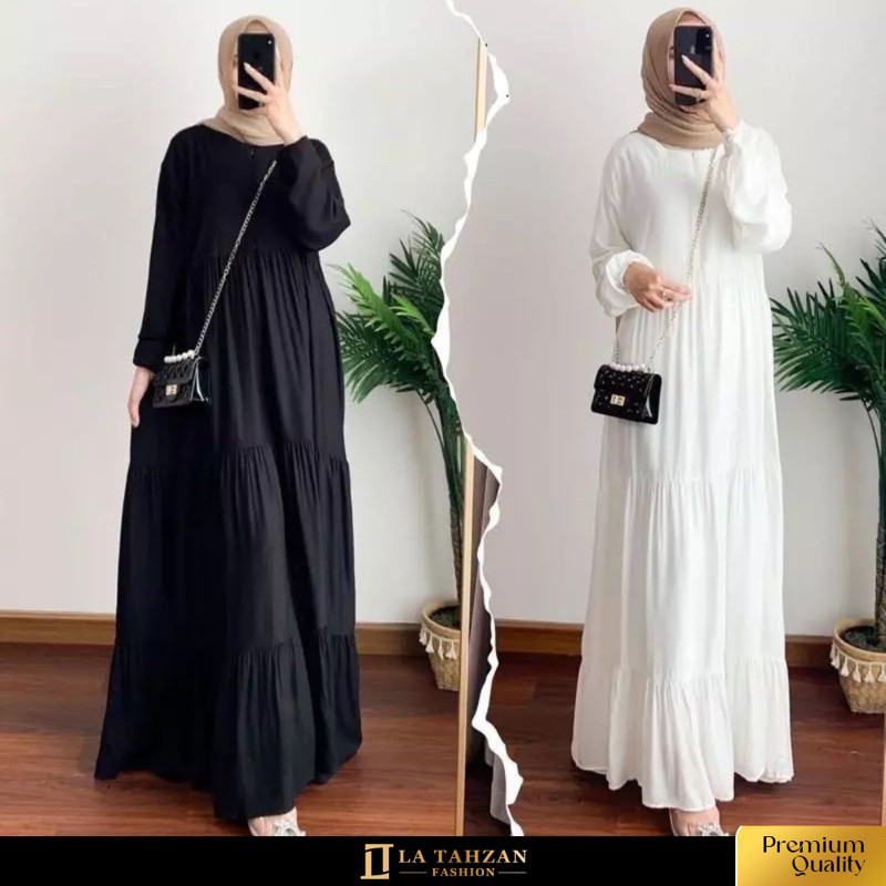 Hanum Dress Polos / Casandra Dress Rayon  / Gamis Putih / Busui Friendly / Gamis Wanita Muslim / Gam