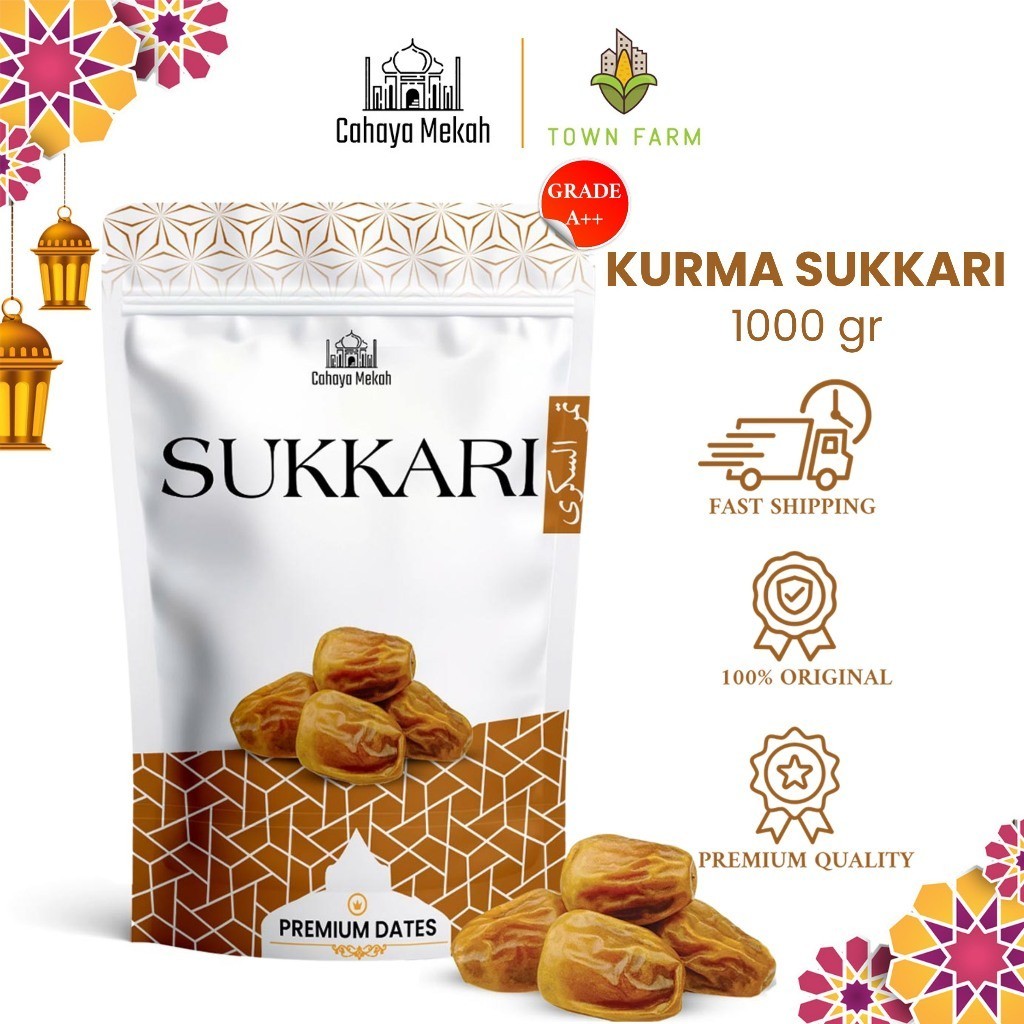 

Cahaya Mekah Kurma Sukari 1Kg Kemasan Pouch Kurma Sukkari Lembut Premium Original High Quality