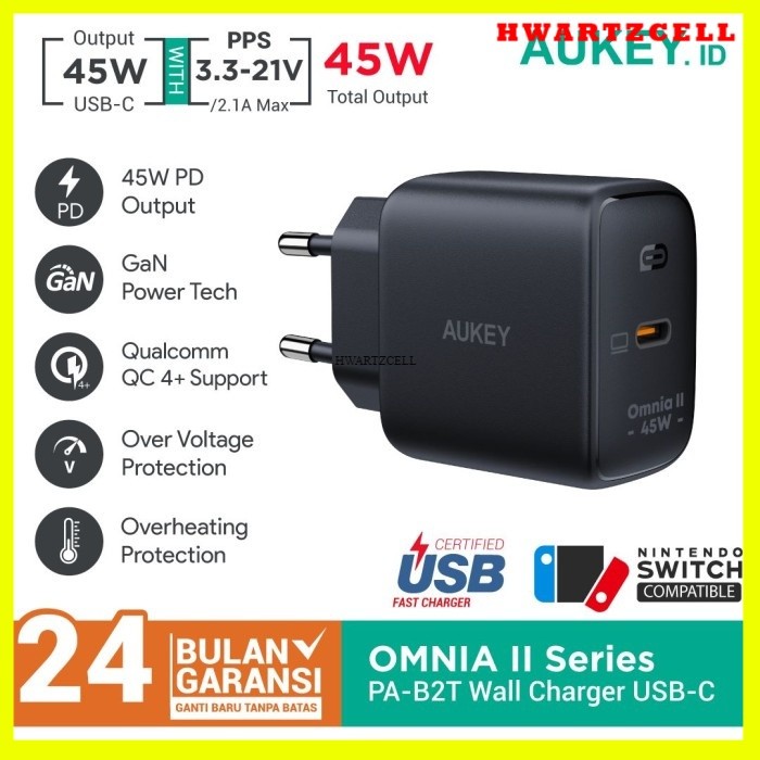 [HWARTZ] Charger Aukey PA-B2T USB-C PD 3.0 45W