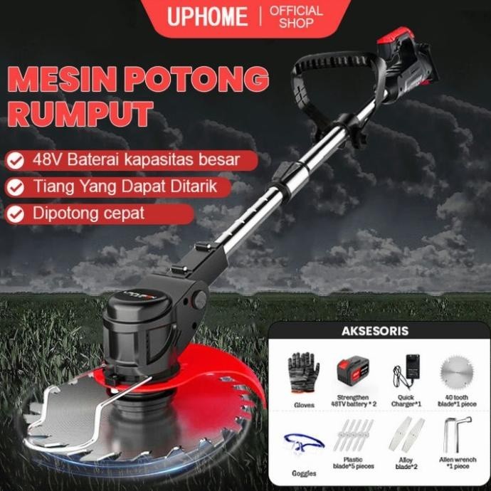 UPHOME Mesin Potong Rumput Baterai 48V 2 Baterai Cordless Lawn Mower PROMO