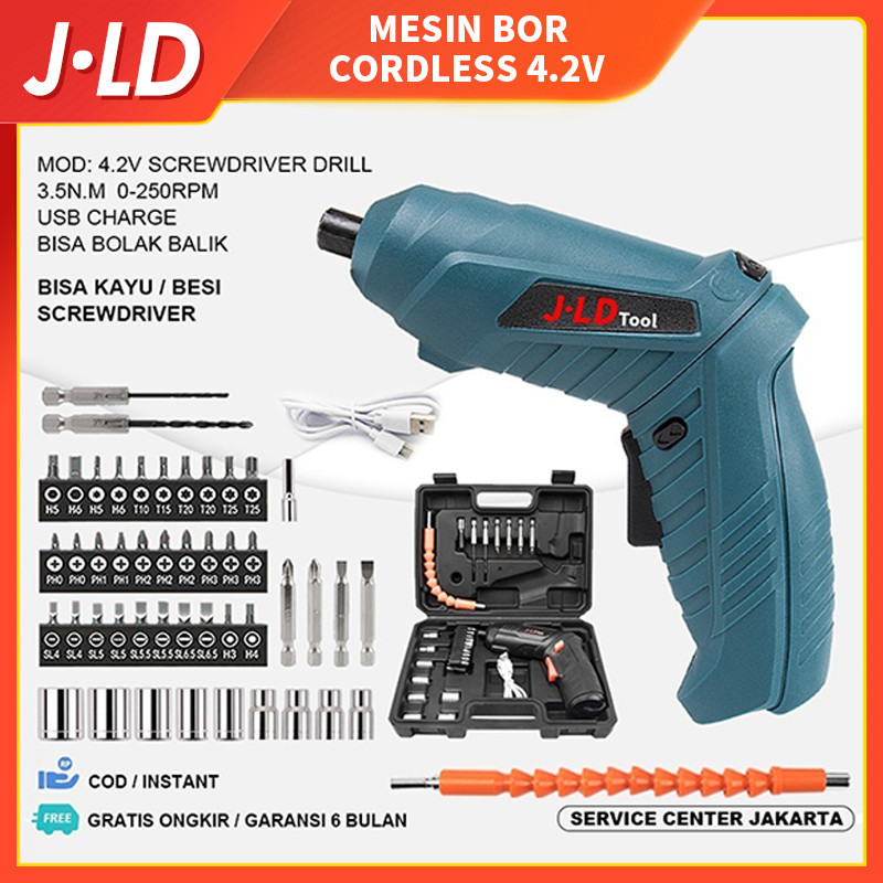 JLD 4.2v mesin bor cordless mini murah USB charge with led Light Screwdriver Baterai pengeboran kayu