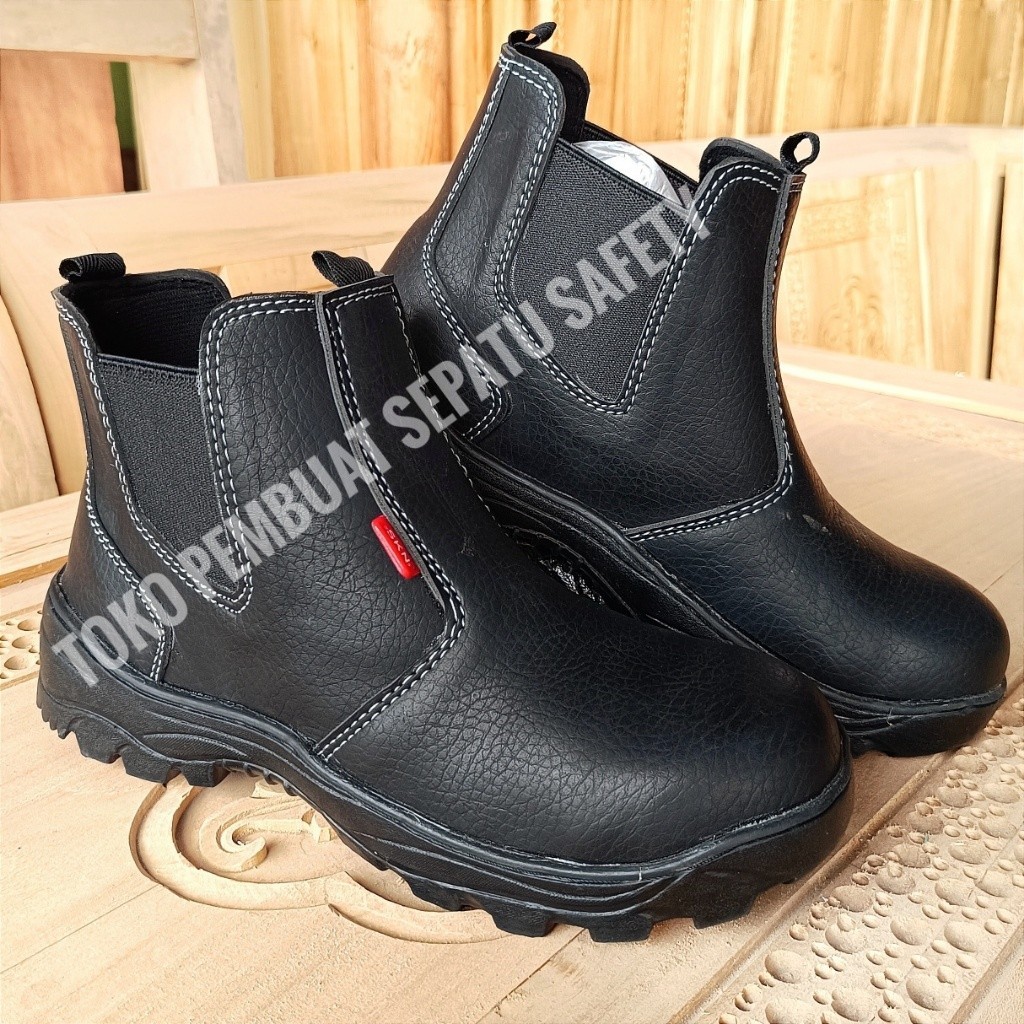 UKURAN SIZE 37 38 39 40 41 42 43 44 45 / Sepatu Safety Elastis Kulit Sintesis Premium King Skn Ujung