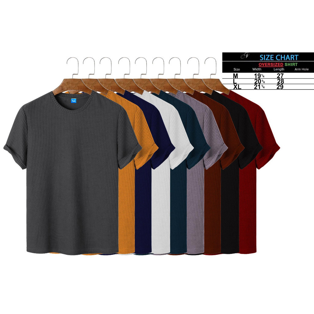 Round Neck Waffle Knitted T-Shirt Up to Plus Size for Men