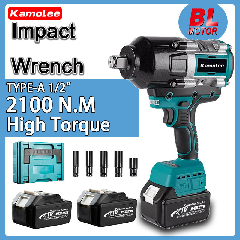 Bisa COD Kamolee DTW800,2100N.M Brushless Impact Wrench, Impact Pembuka Baut Otomotif, Alat Impact 1