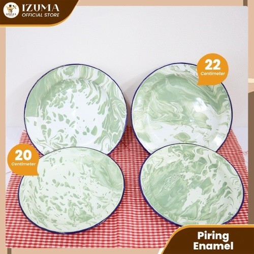 IZUMA Piring Enamel Blirik Jadul / Piring Seng Enamel Antik motif marble