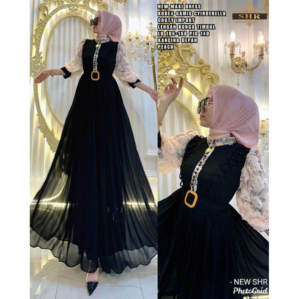 100% Original MAXI LENGAN MOTIF SHR GAMIS SHR