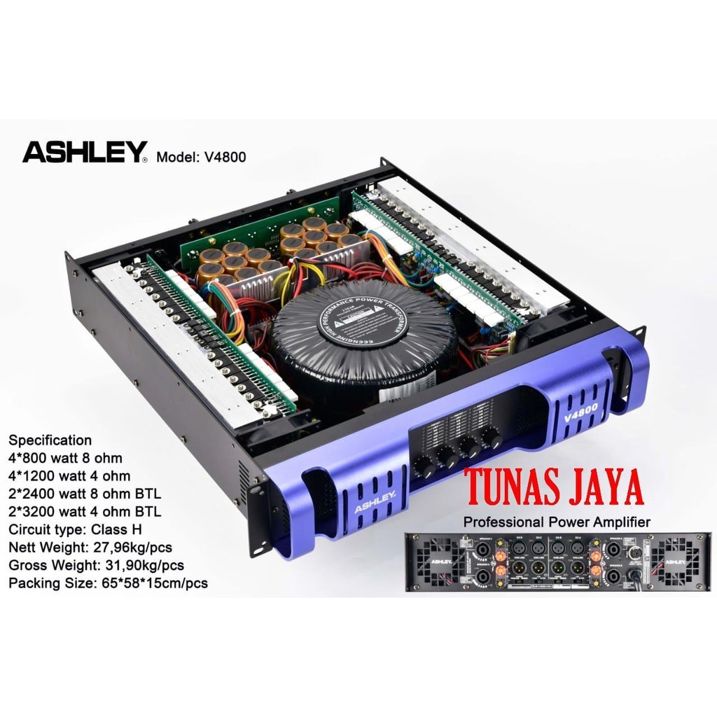 Power Amplifier 4 Channel Ashley V4800 - V 4800 Original