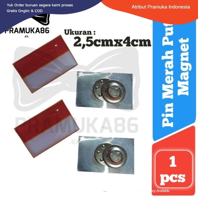 Ready (2,5cm x 4cm) Pin Bros Merah Putih Lapis Resin Belakang Magnet - Pin Aksesoris Indonesia Agust