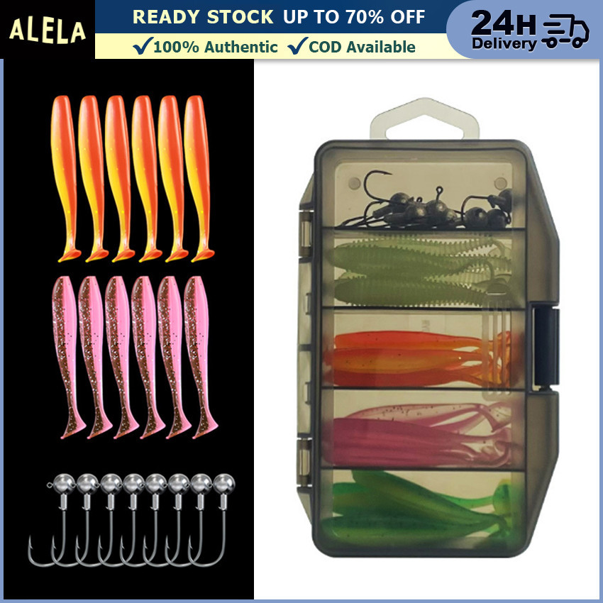 60Pcs/Set Umpan Pancing Ikan Fishing Soft Lure 6.5cm Plus Mata Kail Mancing