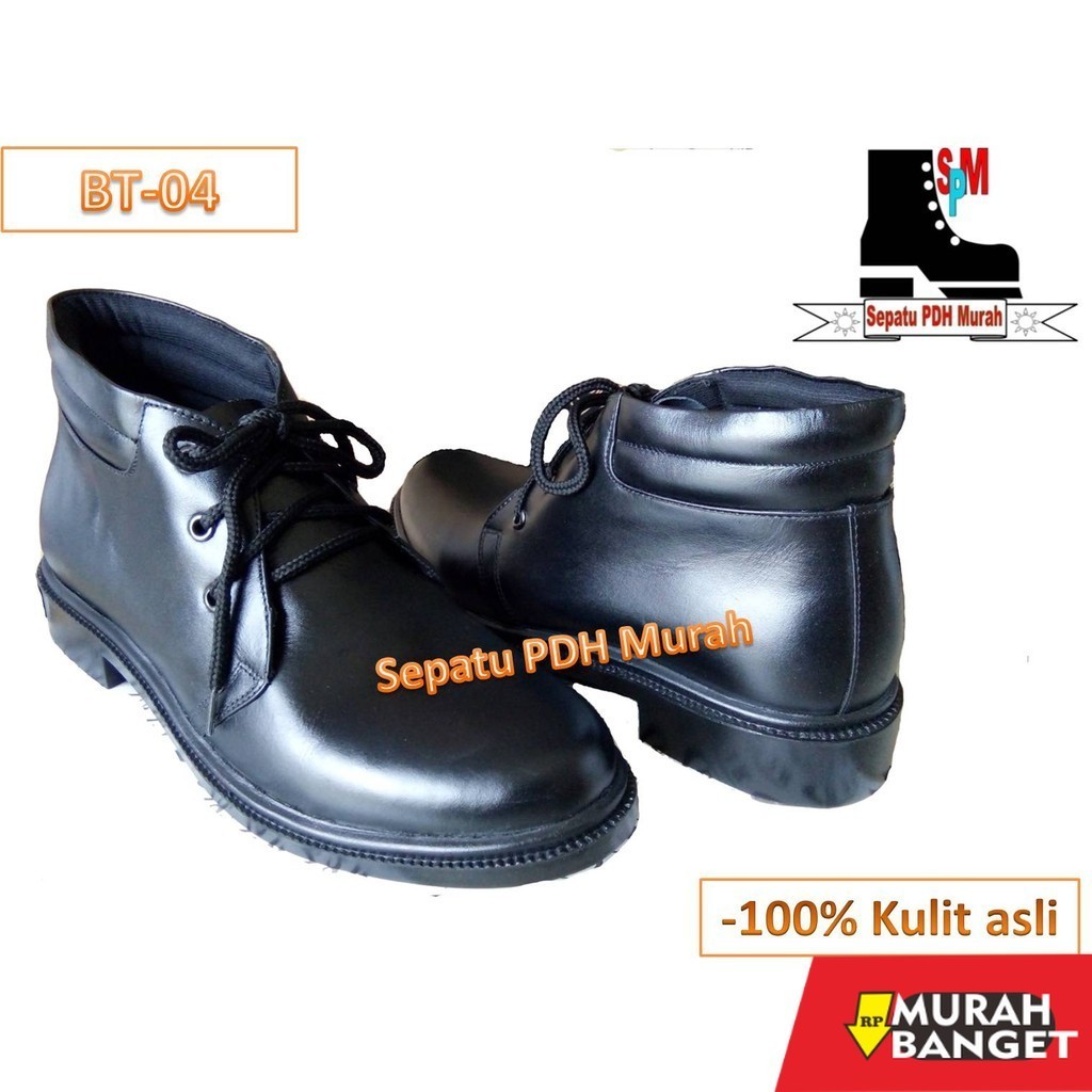 Sepatu pdh- Sepatu Pdh Kulit Asli tipe BT-04 merk D&A Standar TNI-Polri, Security & Paskibraka