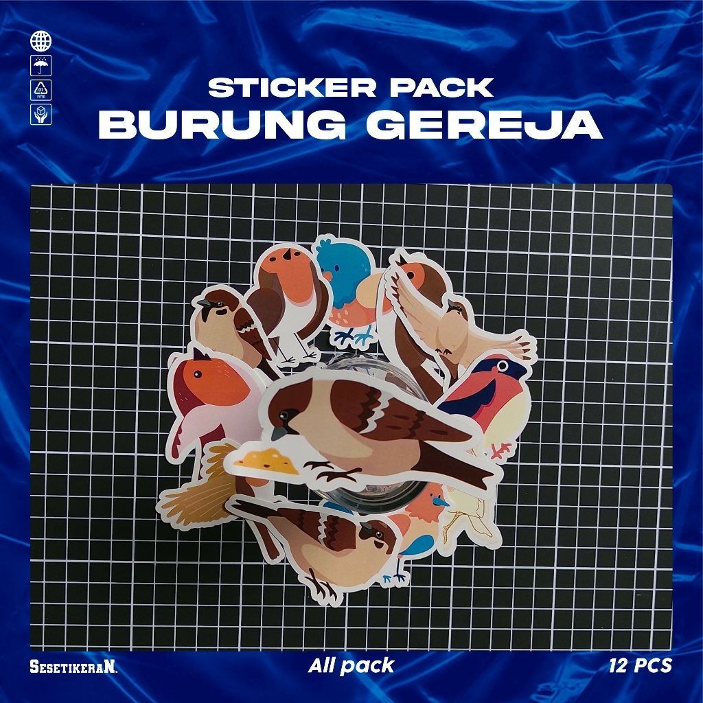 

COD✨ Sesetikeran Stiker Pack Burung Gereja Lucu Untuk Koper Laptop Skateboard