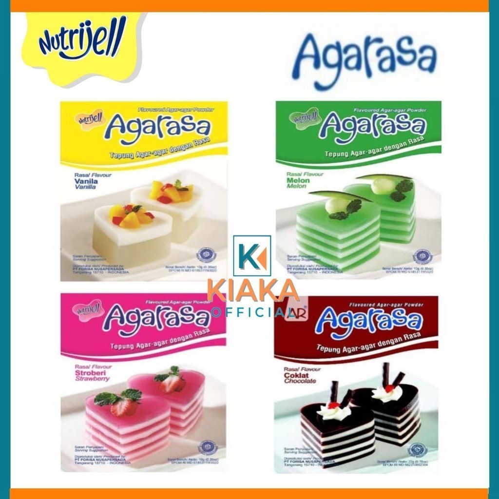 

AGARASA 10gr By Nutrijell Aneka Rasa Tepung Agar Agar Jelly Coklat Stroberi Melon Vanilla