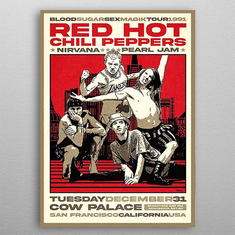 poster dinding kayu aesthetic gambar band Red Hot Chili Pepper  poster band metal kolam decor