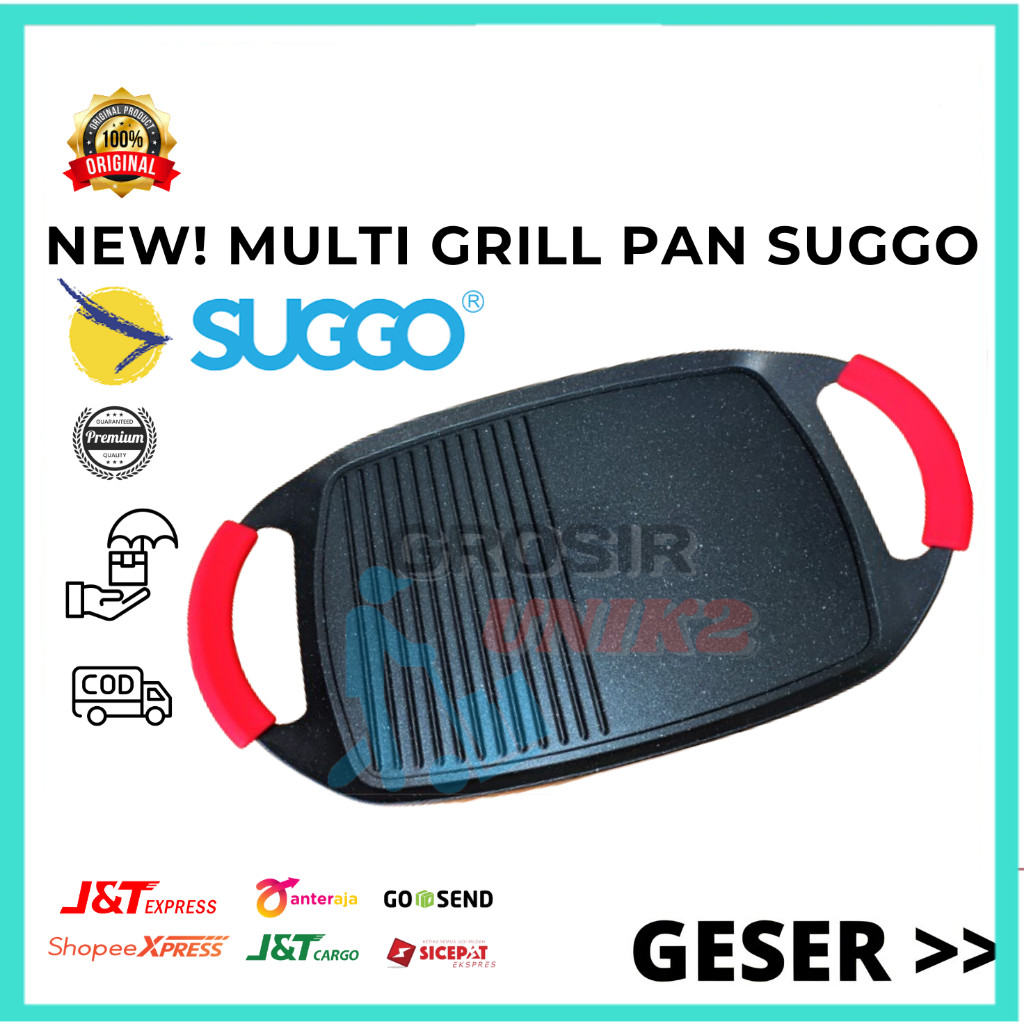 Premium Multi Grill Pan Panggangan Marble Serbaguna / Alat Bakar BBQ Murah Anti Lengket Tanpa Arang 
