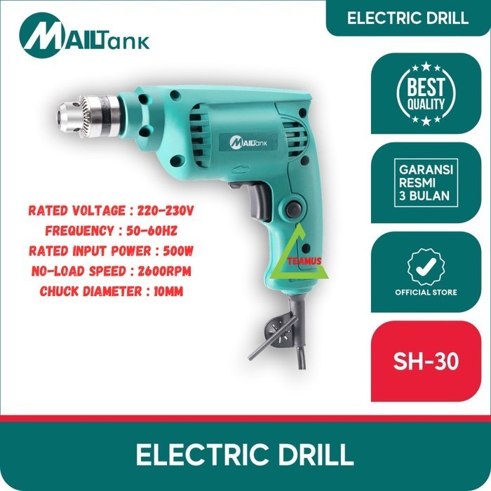 MAILTANK SH30 Mesin Bor Listrik Untuk Besi Kayu Aluminium Baja Ringan 10 mm 10mm Bisa Bolak Balik