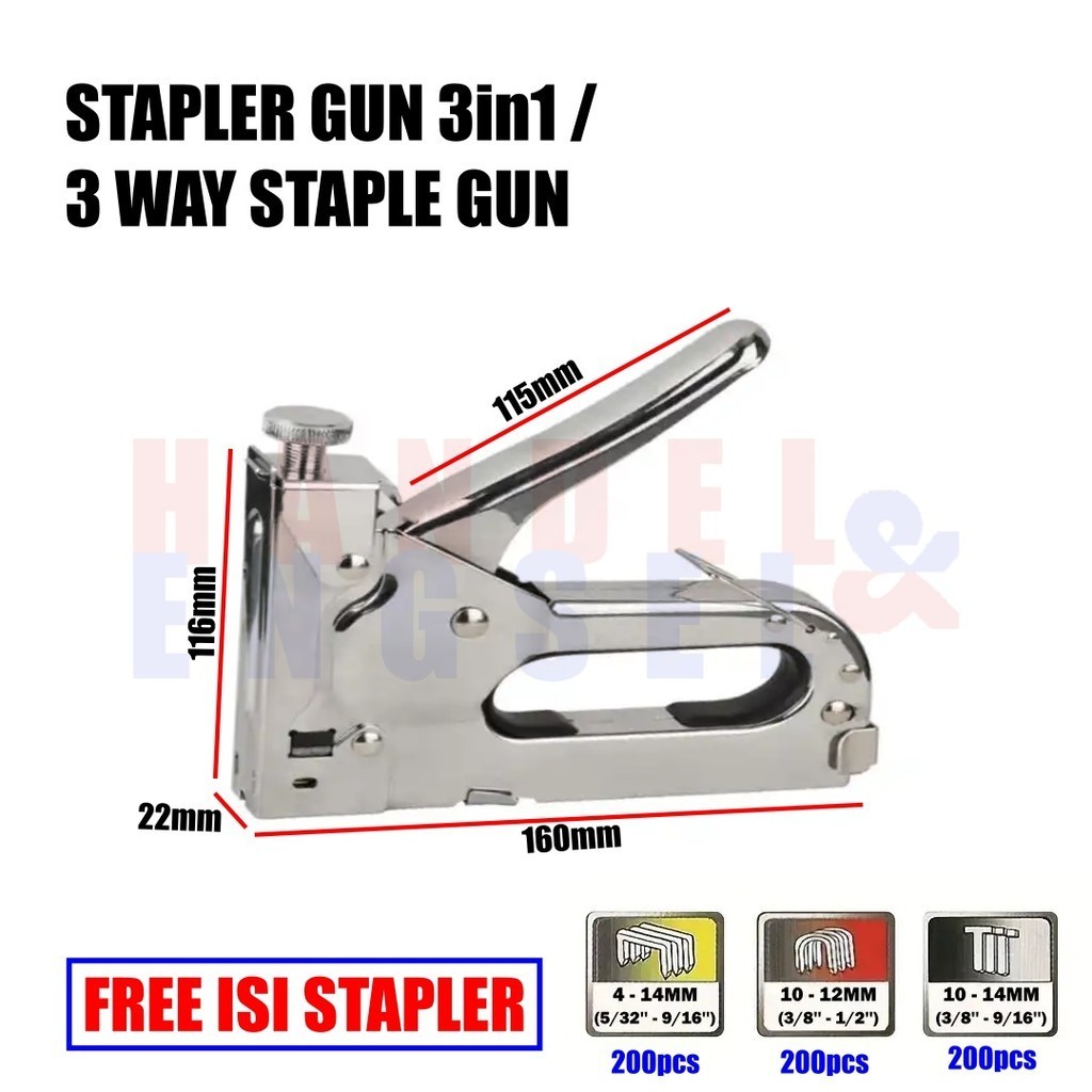 

Staple Gun Tembak Tacker 3 Way Staples Gun Staples Stepler Hekter 3in1