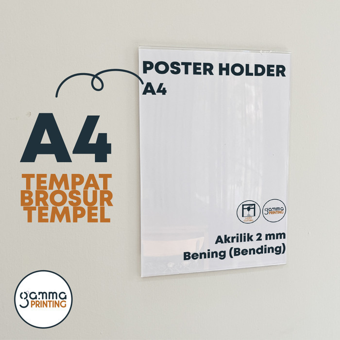 

Akrilik Tempat Poster A4 Tempel Dinding / Brosur Holder Qris Barcode Menu Wall Acrylic A4