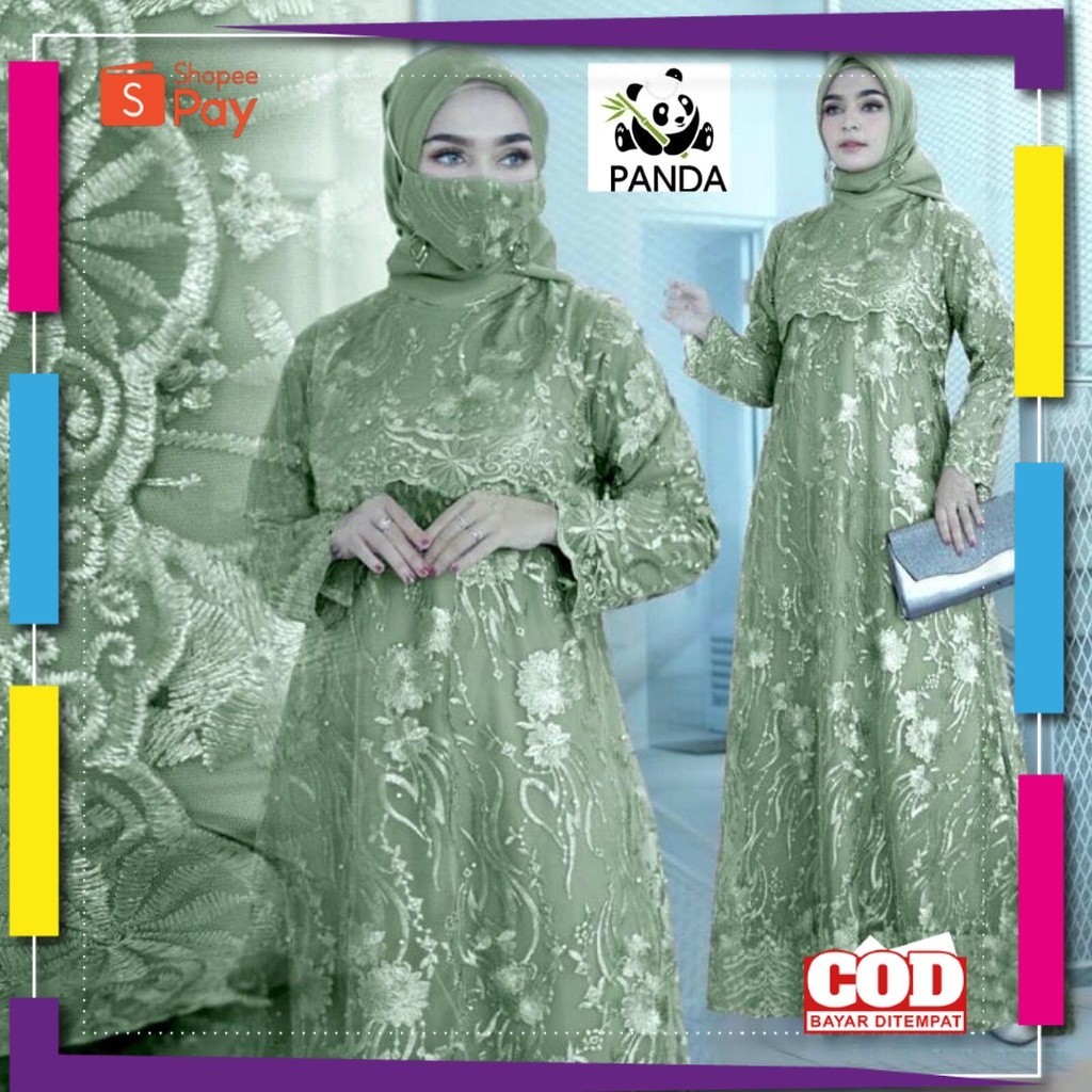 BAHAN ADEM HALUS TEBAL // GAMIS MAXI SHANIA FREE MASKER/TILE BRUKAT MUTIARA/GAMIS PESTA/DRESS KONDAN