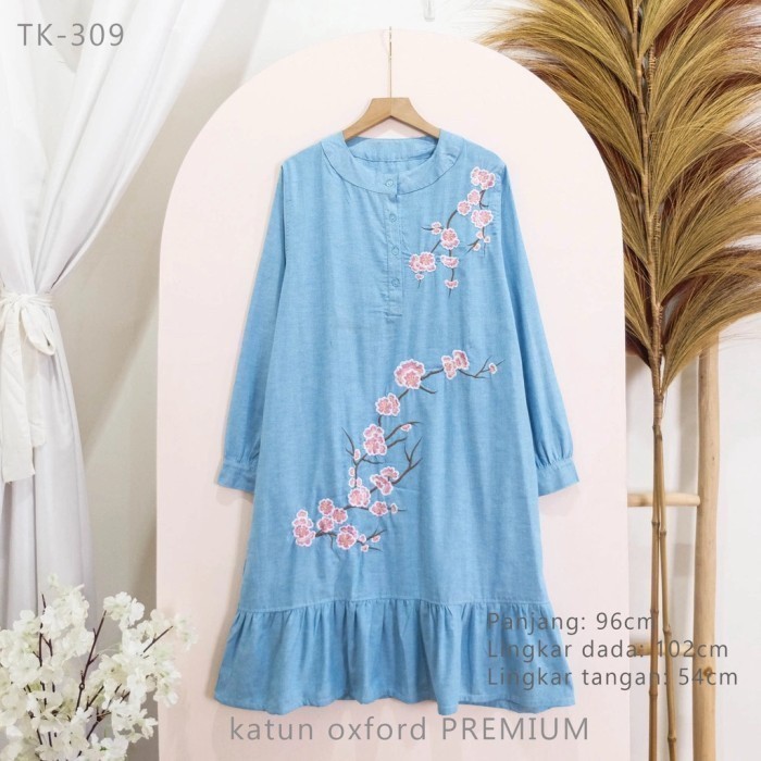 PROMO WL11 Blouse Kemeja Bordir Wanita Atasan Muslim Tunik Bordir Katun (D1R0) Promo Putih Crinkle F