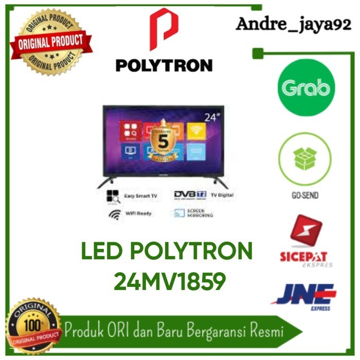 TV LED 24INCH DIGITAL EASY SMART TV POLYTRON PLD 24MV1859