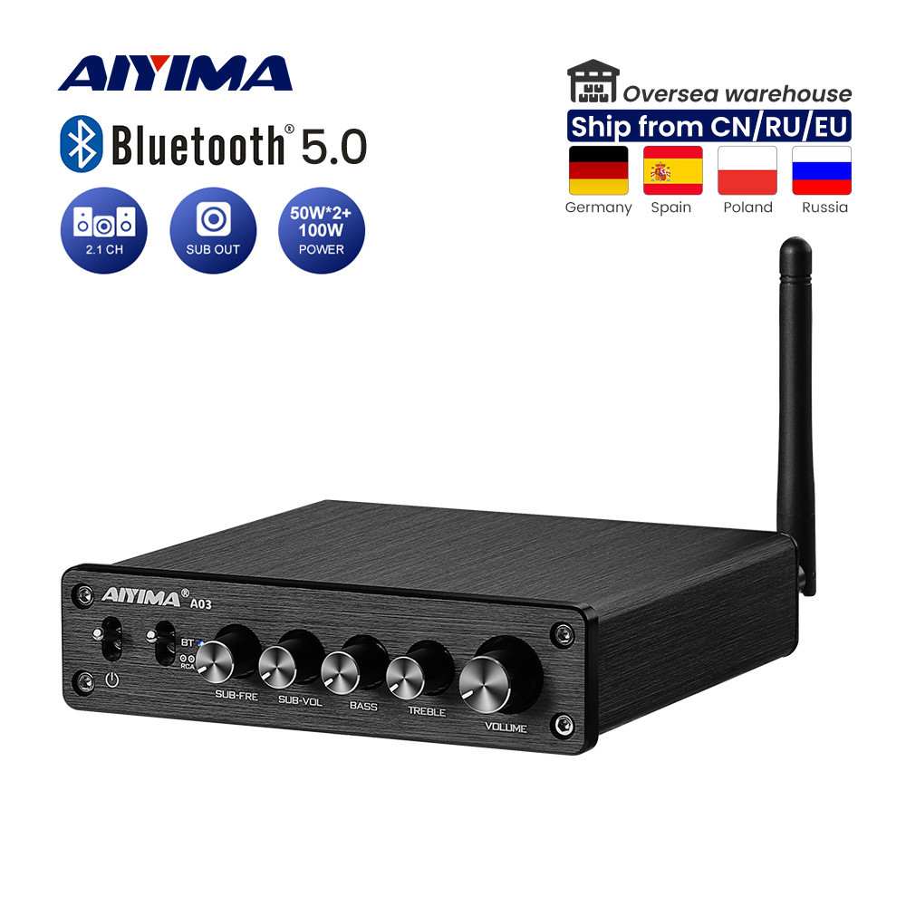 AIYIMA TPA3116 Subwoofer Bluetooth Amplifier HiFi TPA3116D2 2.1 gital Auo Power Amplifiers 50Wx2+100