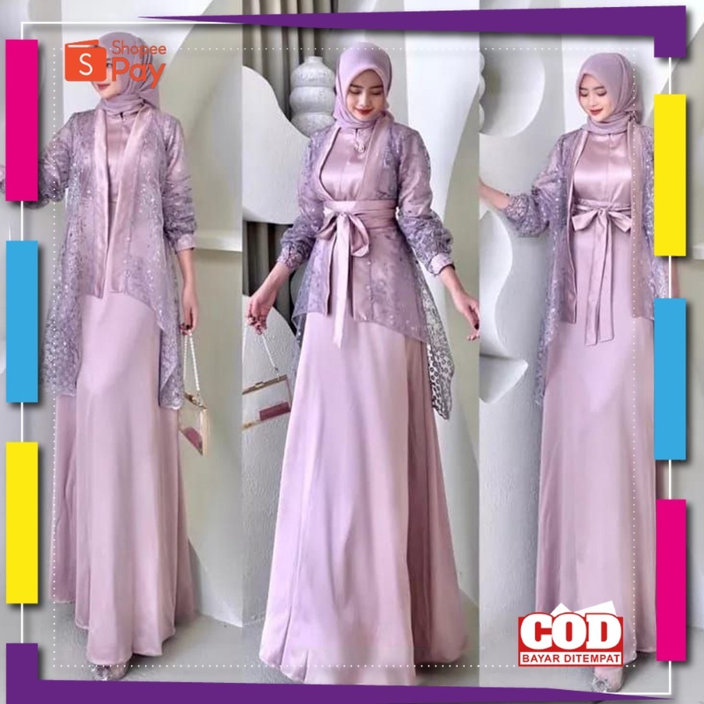 KAIN LEMBUT HALUS ADEM TEBAL / Fuji Dress satu Set Inner Outer Fashion Gamis Muslim Wanita Pesta Kon