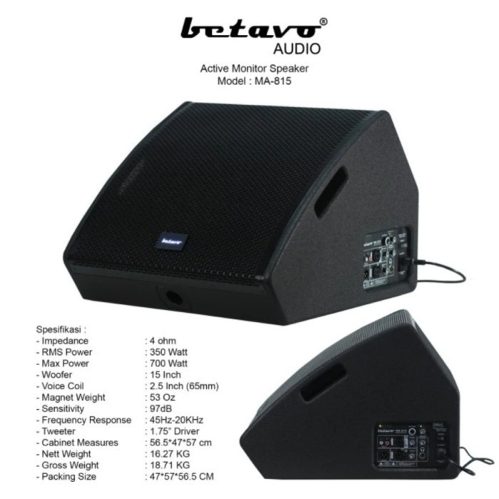 Speaker Aktif 15 Inch Monitor BETAVO MA815 ORIGINAL GARANSI 1 TAHUN