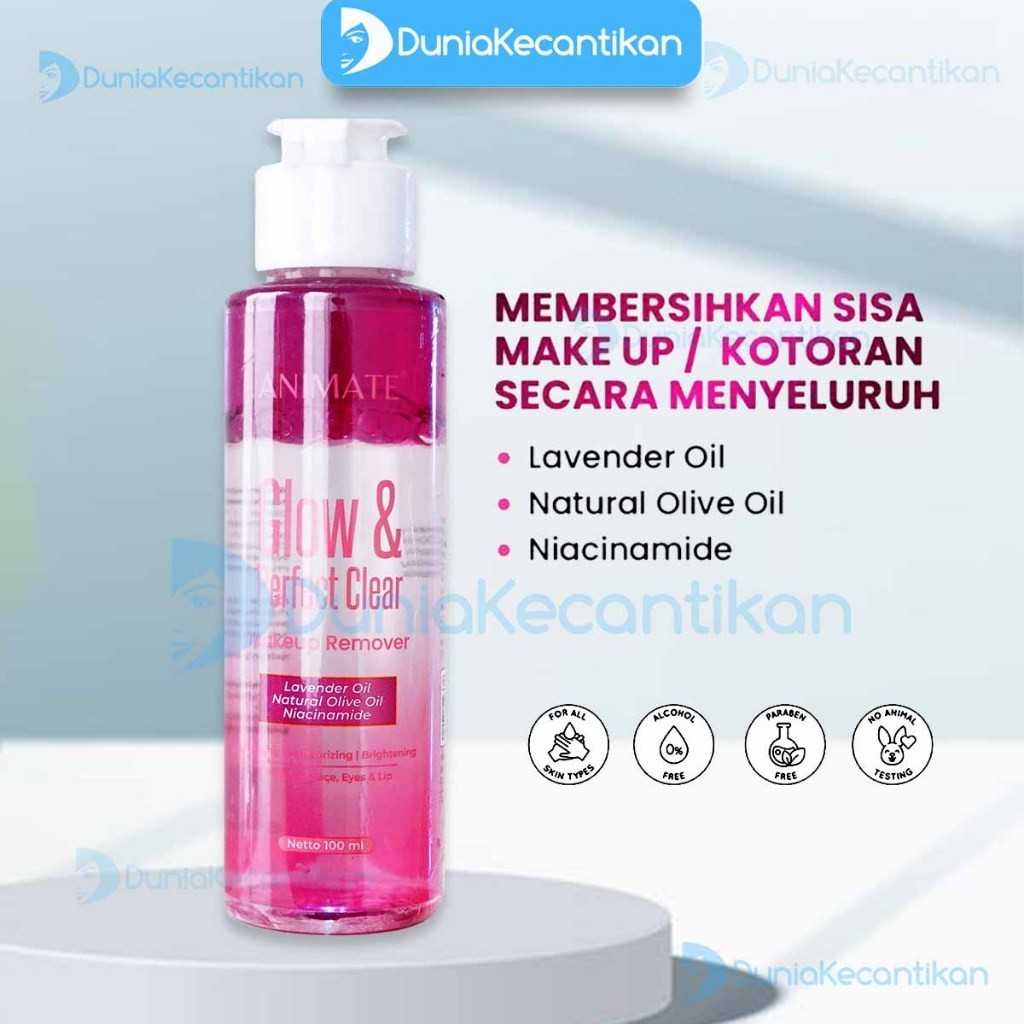 Animate Glow & Perfect Clear Makeup Remover Pembersih Make Up Penghapus Makeup Micellar Water Animat