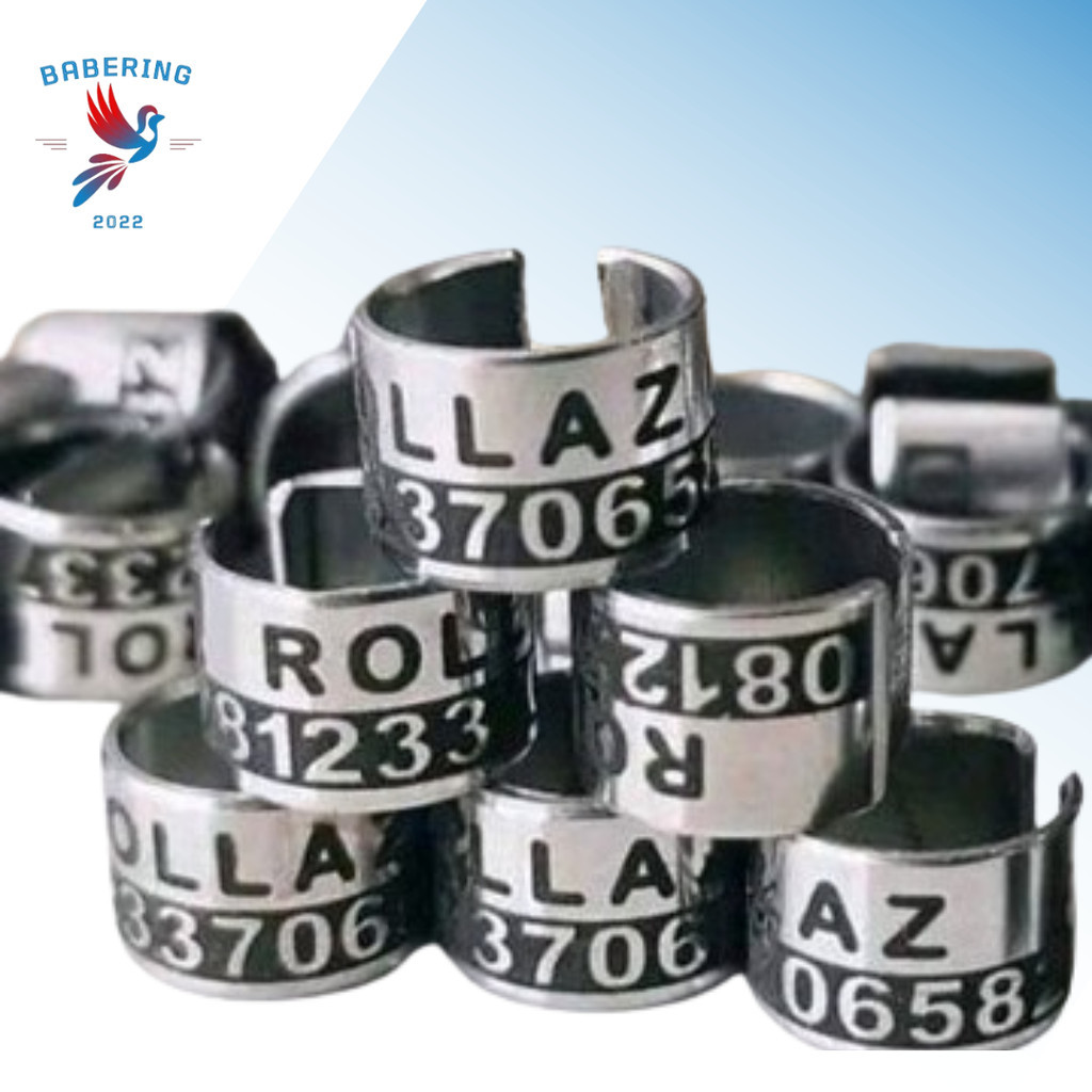 10 biji Ring Burung Merpati baja dewasa Baja belah blok laser bisa cetak nama