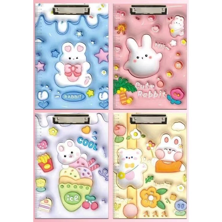 

Clipboard Papan Ujian Papan Jalan Klip A4 3D 3 Dimensi Alat Tulis Stationery IDG-ST0507 Rabbit