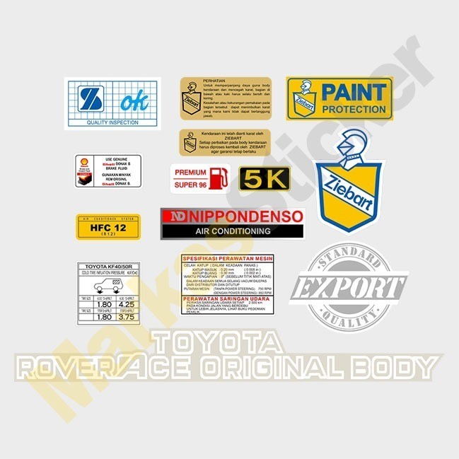 Toyota Kijang Rover RoverAce Stiker  Variasi Sticker Peringatan Detail  Warning Set Emblem Mobil Dec