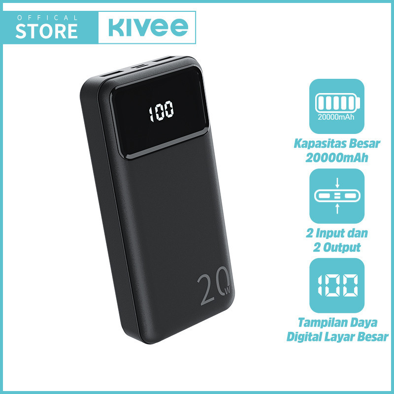 PRODUK TERBARU # KIVEE Powerbank 20000 mah Fast Charging Power Bank 10000 mah Mini Type C Micro Dual