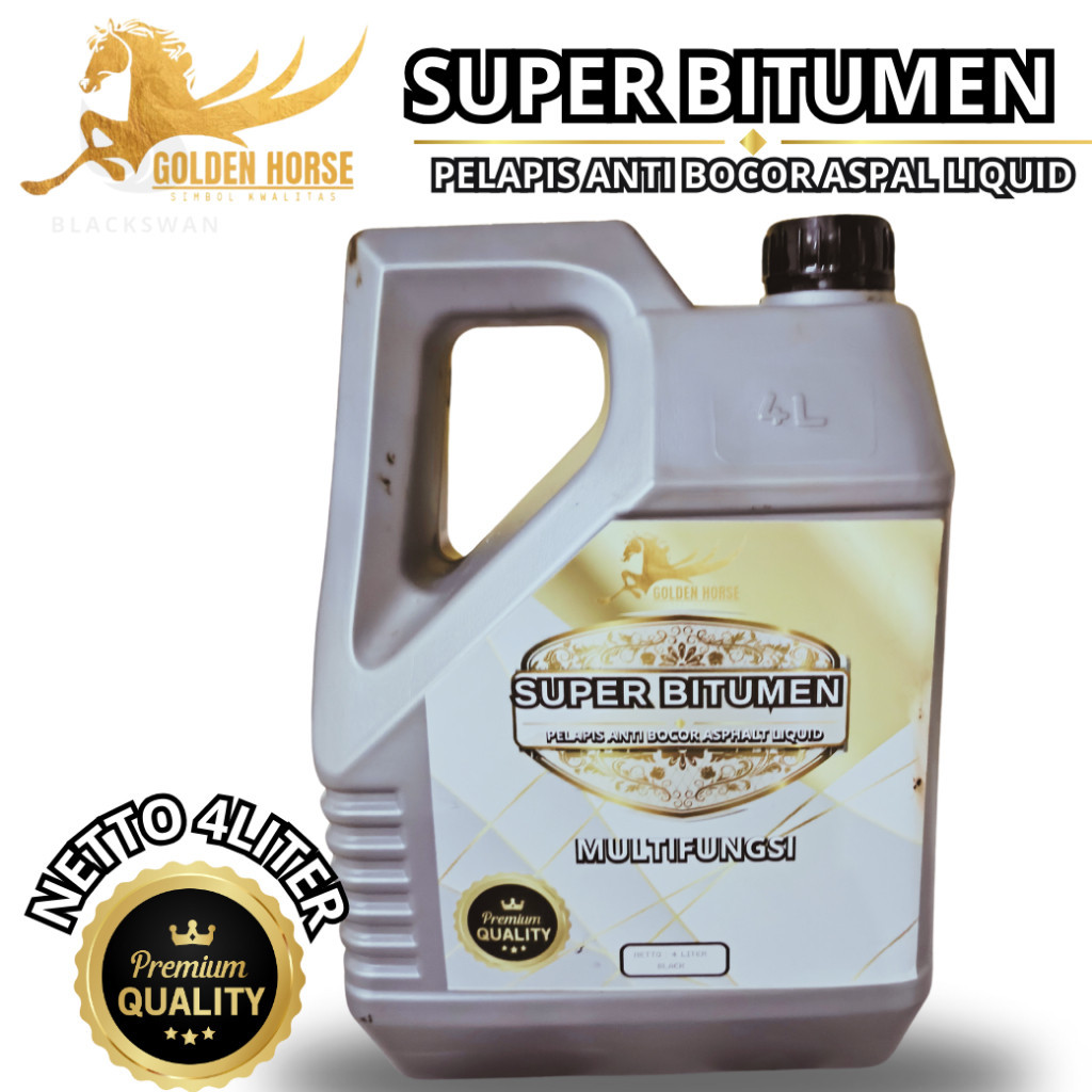 Aspal Cair Pelapis Anti Bocor EXTRA KUAT DAN CEPAT KERING  Super Bitumen  4 Liter - GOLDEN HORSE