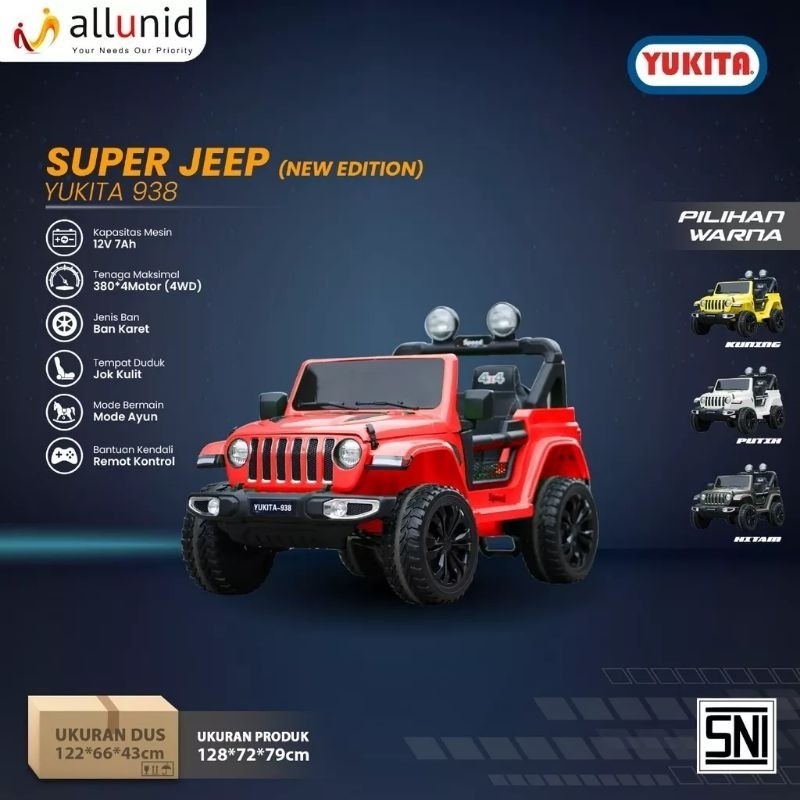 MOBIL AKI JEEP YUKITA 938/mainan mobil aki